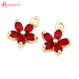 18K Brass Zircon Flower Charms Pendants for Jewelry Making