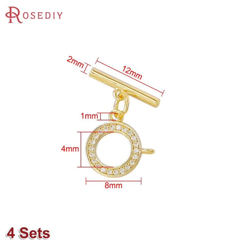 18K Brass Zircon Toggle Clasps Bracelet Connect Jewelry Findings