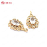 18K Brass Zircon Glass Drop Charms Pendants DIY Jewelry Making
