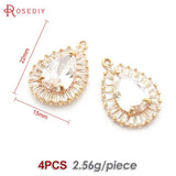 18K Brass Zircon Glass Drop Charms Pendants DIY Jewelry Making