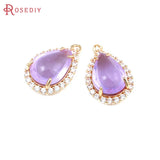 18K Brass Zircon Glass Drop Charms Pendants DIY Jewelry Making