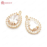 18K Brass Zircon Glass Drop Charms Pendants DIY Jewelry Making