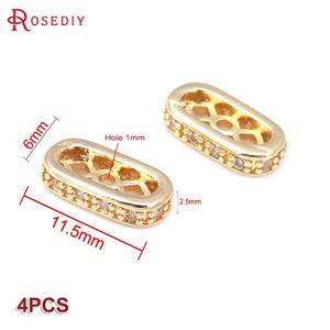18K Brass Rectangle Bracelet Spacer Beads Jewelry Making Supplies