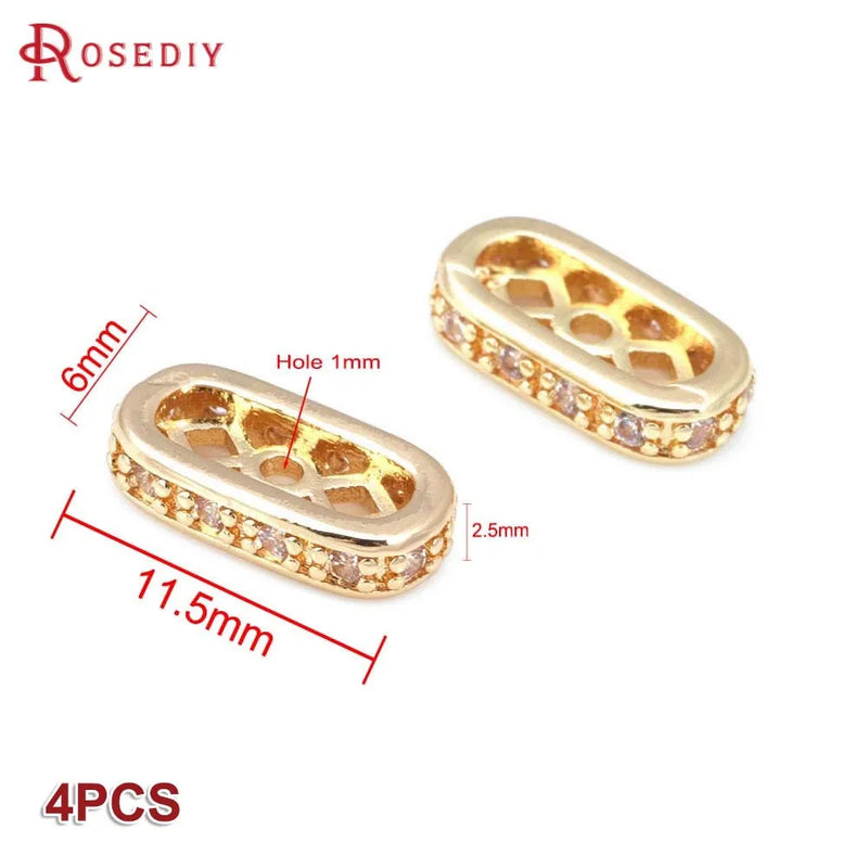18K Brass Rectangle Bracelet Spacer Beads Jewelry Making Supplies