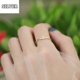 18K Zircon Crystal Heart Ring Women Minimalist Charm Jewelry