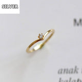 18K Zircon Crystal Heart Ring Women Minimalist Charm Jewelry