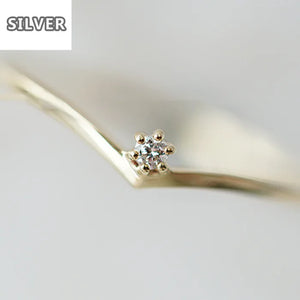 18K Zircon Crystal Heart Ring Women Minimalist Charm Jewelry