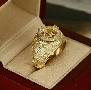 18K Zircon Lion Ring Men's Wedding Punk Style Engagement Retro Jewelry