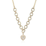 18K High Chain CZ Heart Pendant Necklace