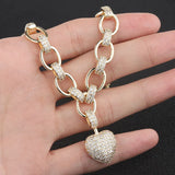 18K High Chain CZ Heart Pendant Necklace