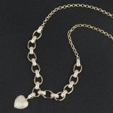18K High Chain CZ Heart Pendant Necklace