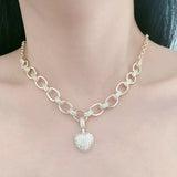 18K High Chain CZ Heart Pendant Necklace