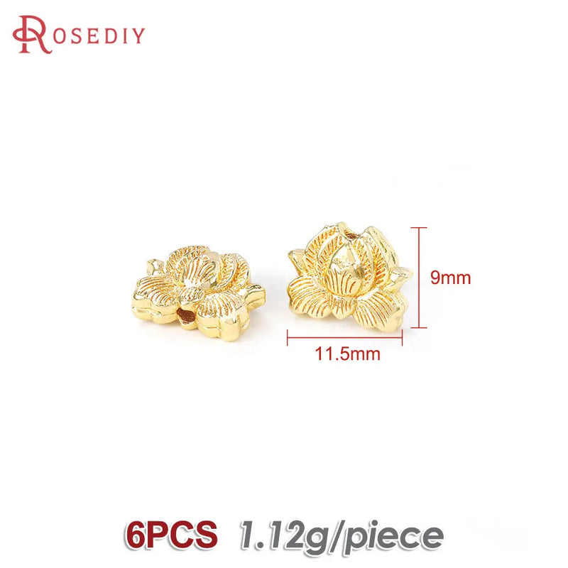 18K Matte Brass Flower Bracelet Spacer Beads DIY Jewelry Making Supplies