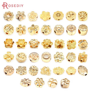 18K Matte Brass Flower Bracelet Spacer Beads DIY Jewelry Making Supplies