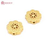 18K Matte Brass Flower Bracelet Spacer Beads DIY Jewelry Making Supplies