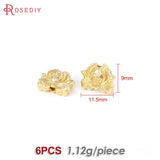 18K Matte Brass Flower Bracelet Spacer Beads DIY Jewelry Making Supplies
