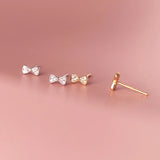 18K Zircon Pave Bowknot Stud Earrings Party Jewelry