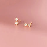18K Zircon Pave Bowknot Stud Earrings Party Jewelry