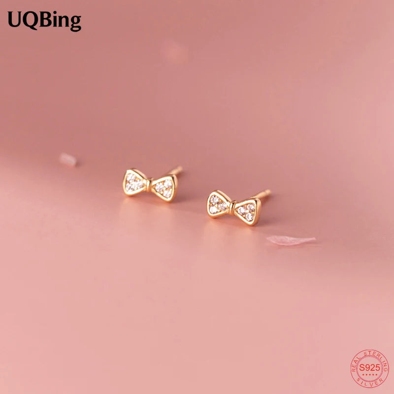 18K Zircon Pave Bowknot Stud Earrings Party Jewelry