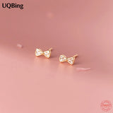 18K Zircon Pave Bowknot Stud Earrings Party Jewelry