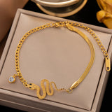 18K Titanium Steel Bracelet for Women Street Punk Snake Hip-Hop Charms