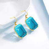 Vintage Turquoise Drop Earrings 925 Sterling Silver Hanging Earrings