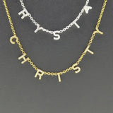 18K Zircon Name Letter Necklace for Women Jewelry