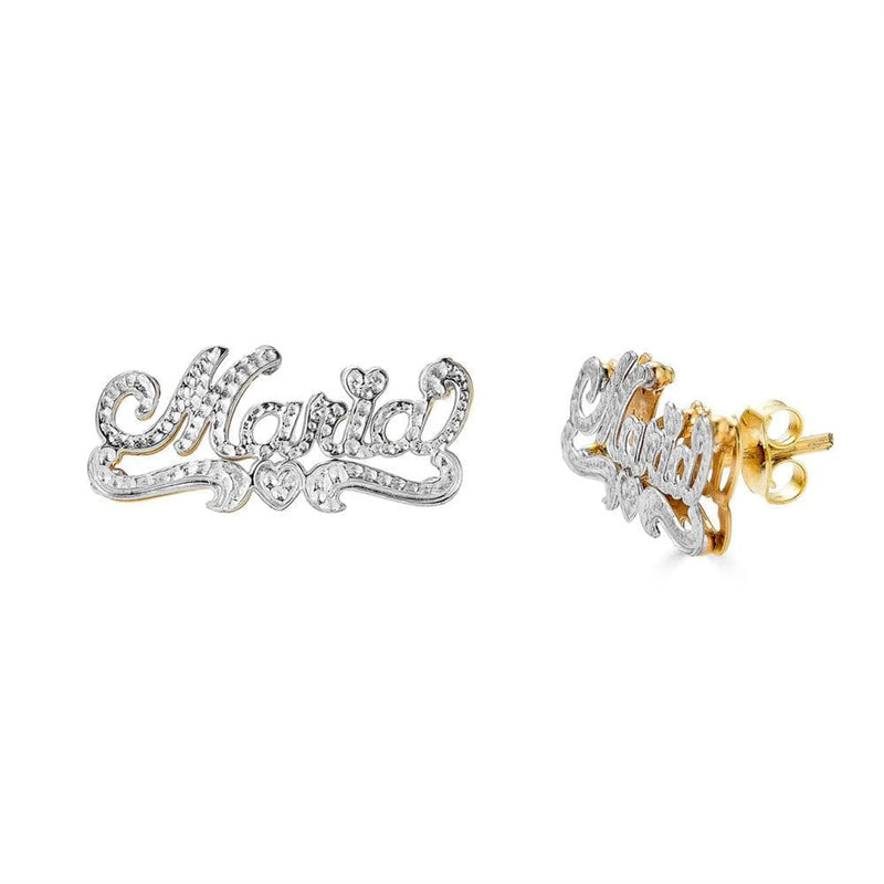 18K Double Plated Stud Name Earrings Stainless Steel Personalized Name Earrings
