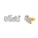 18K Double Plated Stud Name Earrings Stainless Steel Personalized Name Earrings