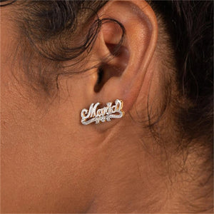 18K Double Plated Stud Name Earrings Stainless Steel Personalized Name Earrings