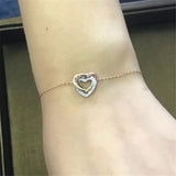 18K Heart Diamond Bracelet Bangle 925 Sterling Silver for Women
