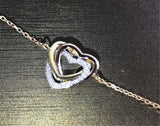 18K Heart Diamond Bracelet Bangle 925 Sterling Silver for Women