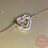 18K Heart Diamond Bracelet Bangle 925 Sterling Silver for Women
