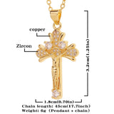 18K Zircon Cross Pendant Clavicle Chain Necklace for Women