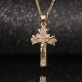 18K Zircon Cross Pendant Clavicle Chain Necklace for Women