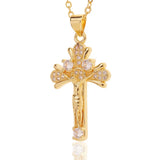 18K Zircon Cross Pendant Clavicle Chain Necklace for Women