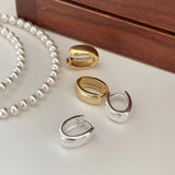 925 Silver Heavy Industry Oval Ear-Bone Piercing Hoop Earrings