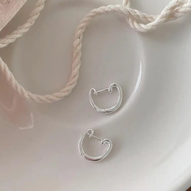 925 Silver Oval Hoop Earrings C-C1002