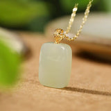 18K Natural Hetian Jade Gray Jade Pendant Women's Sweater Chain Pendant