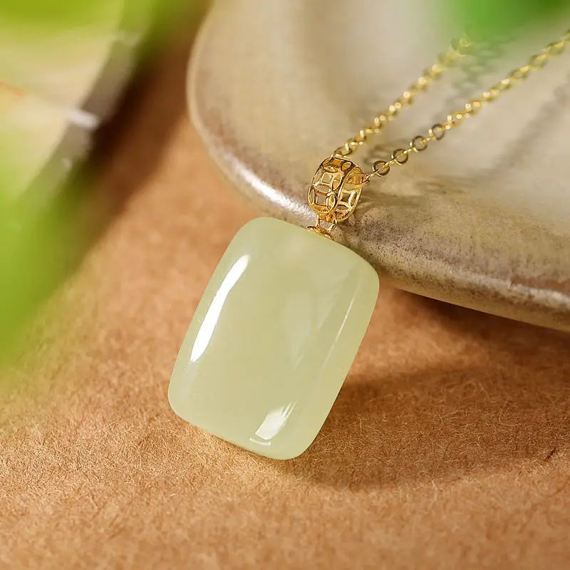 18K Natural Hetian Jade Gray Jade Pendant Women's Sweater Chain Pendant