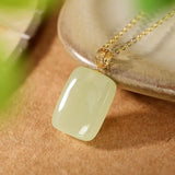 18K Natural Hetian Jade Gray Jade Pendant Women's Sweater Chain Pendant