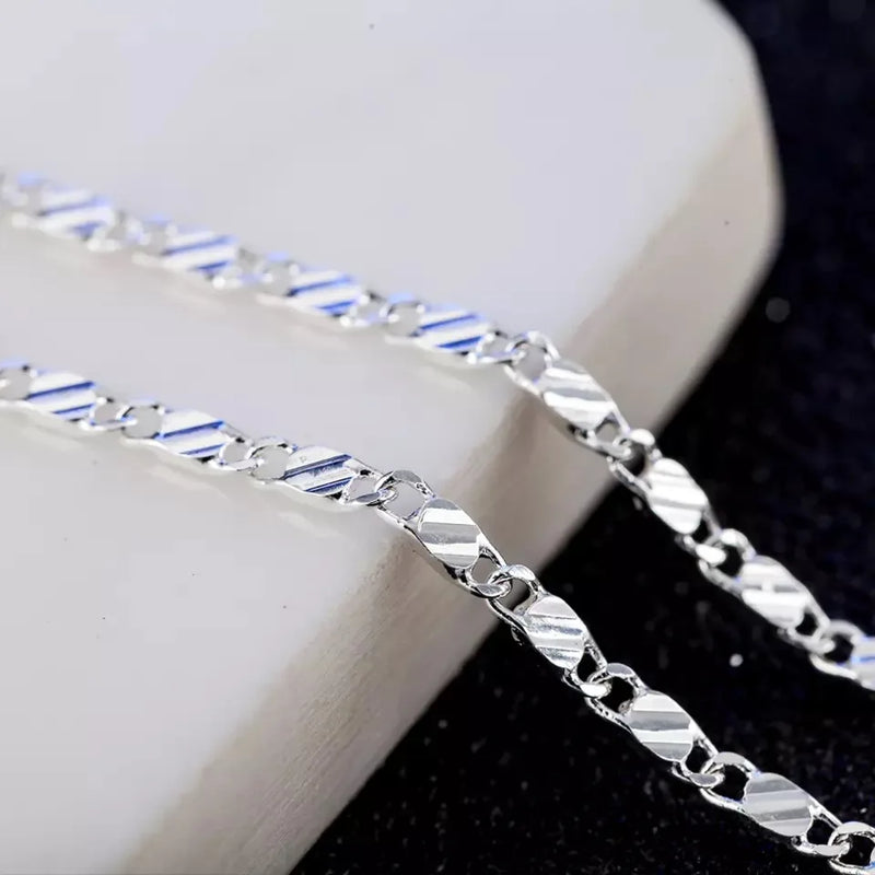 18K Necklace 2MM 16/18/20/22/24/26/28/30 Inch Side Chain Necklace