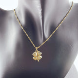 18K Necklace Lucky Clover Pendant 24K For Woman Charm Jewelry