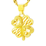 18K Necklace Lucky Clover Pendant 24K For Woman Charm Jewelry