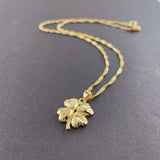 18K Necklace Lucky Clover Pendant 24K For Woman Charm Jewelry