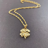 18K Necklace Lucky Clover Pendant 24K For Woman Charm Jewelry