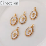 18K Oval Shell Angel Pendant DIY Necklace Ear Jewelry 1PCS