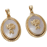 18K Oval Shell Angel Pendant DIY Necklace Ear Jewelry 1PCS