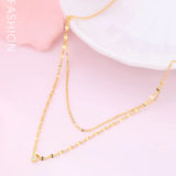 925 Silver Chain Necklace Double Layer Zircon Pendant Choker Necklaces