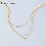 925 Silver Chain Necklace Double Layer Zircon Pendant Choker Necklaces
